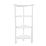 4 Tier Corner Shower Caddy, Rustproof, Plastic Shower Organizer for Bathroom, Bathtub, Shower pan, Bath Accessories Shower Caddies, 13.5 x 10 x 33.5 Inches, White (Round Slot White 4 Tier) SLZBCY