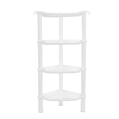 4 Tier Corner Shower Caddy, Rustproof, Plastic Shower Organizer for Bathroom, Bathtub, Shower pan, Bath Accessories Shower Caddies, 13.5 x 10 x 33.5 Inches, White (Round Slot White 4 Tier)