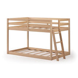 Grain & Grove Bear Twin Over Twin Bunk Bed, Low Bunk Bed Frame for Kids, Bunk with Ladder, Guardrail and Slats, No Box Spring Required, Oak Embossed Natural Grain & Grove