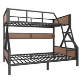 Bellemave Full XL Over Queen Size Bunk Bed with Storage Shelves and LED Lights,Heavy Duty Adult Bunk Beds with Angled Ladder,Metal Queen Bunk Bed,Black Bellemave