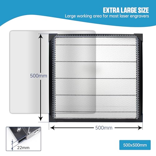 XUNKUANER Honeycomb Working Table 500mm x 500mm Aluminium Alloy Honeycomb Laser Cutting Mat with Aluminum Plate for for Laser Engraver Cutter,Working Area 19.68" x 19.68" (500X500mm) XUNKUANER
