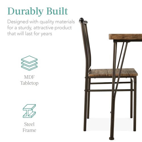Best Choice Products 3-Piece Dining Set Modern Dining Table Set, Metal and Wood Square Dining Table for Kitchen, Dining Room, Dinette, Breakfast Nook w/ 2 Chairs - Dark Brown Best Choice Products