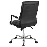 Flash Furniture Whitney High-Back Swivel LeatherSoft Desk Chair with Padded Seat and Armrests, Adjustable Height Padded Office Chair, Black/Chrome Flash Furniture