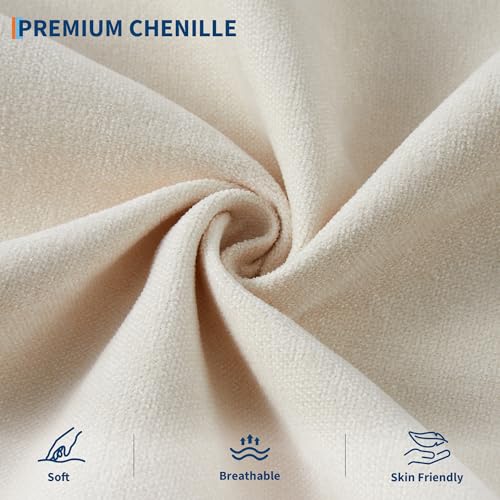 IDEALHOUSE 89" Futon Sofa Bed, Modern Chenille Sleeper Couch with Adjustable Backrest & Armrest, Convertible Futon Couch for Living Room Bedroom Apartments, Beige IDEALHOUSE