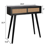 Console Table Small Entryway Table, 31" Console Tables for Entryway, Vanity Desk Rattan Dresser Side Table Black Entry Table Narrow Console Table Modern Hallway Table Boho Sofa Table for Living Room ZYBT