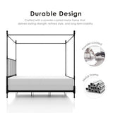 Furniture of America Vaeli Modern Metal King Size Four Poster Bed Frame with Spindles, Canopy Bedframe for Bedroom, Guest Room, Box Spring Required, Black