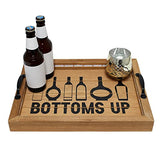 Elegant Designs HG2032-NBU Salento Farmhouse Rectangle Decorative LED Light Up Wooden Serving Tray w Black Metal Handles & Bottoms Up in Black for Décor, Centerpiece, Breakfast, Coffee,Bar, Natural Elegant Designs