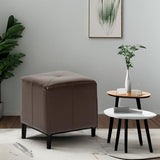 Baxton Studio Brown Lave Cube Shaped Bonded Leather Ottoman, Small Baxton Studio