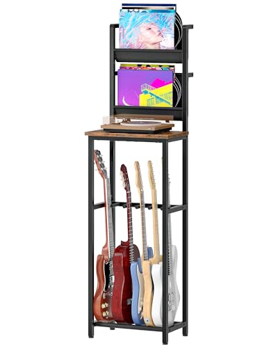 CHOEZON 70.5"H Multi Guitar Stand, Guitar Rack Record Player Stand Sturdy and Space-Saving, Guitar Display Holds 6 Instruments, Retro Industrial Style, for Home, Studio, Rustic Brown and Black TCJ18BF CHOEZON