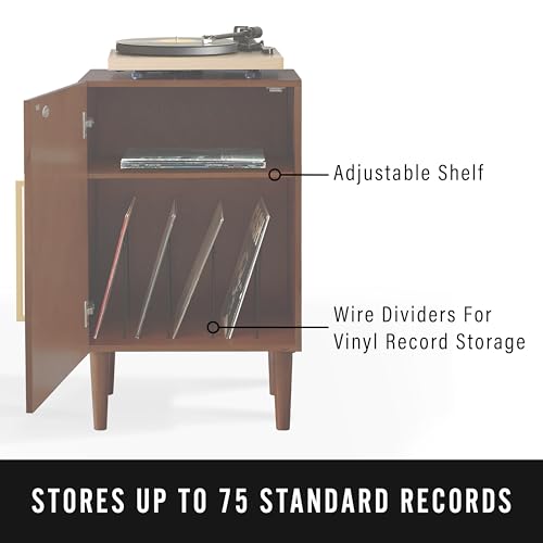 Crosley Furniture Everett Record Player Stand with Storage for Vinyl Records, Mahogany Crosley