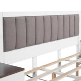 Merax King Size Bed Frame with 2 Nightstands and 2 Floating Storage Shelves, Contemporary Platform Bed Frame King Size with Upholstered Headboard, No Box Spring Needed Merax