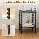 Fultyle Black Side Table, Small End Table with 2-Tier Shelf, Vintage Night Stand with Storage for Bedroom Living Room, Small Spaces (Black) Fultyle