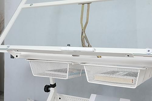 Landpink Glass Drafting Table Art Desk – Adjustable Professhional Artwork Drawing Drafting Table Desk, Glass-Topped Art Table for Craft Station Studio Home Office School w/Drawers/Chair (White) Landpink
