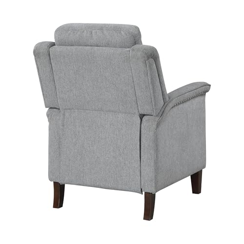 Lexicon Push Back Recliner Chair with Footrest, Reclining Sofa Armchair, Modern Chenille Fabric Recliner with Nailhead Trim for Living Room/Office/Apartment, Gray