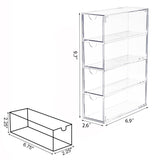 Nicunom 2 Pack Sunglasses Organizer Acrylic, Clear Eyeglasses Case with 4 Drawers, Eyewear Storage Display Case, Stackable Eyeglasses Holder for Women & Men Eyewear Nicunom