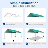 Carport Canopy 10'x20' Heavy Duty Carport, Waterproof & UV Protected Garage Top Tarp Shelter Cover with Reinforced Steel Cables, Outdoor Portable Garage for Car, Boat Tent, Green SAILARY
