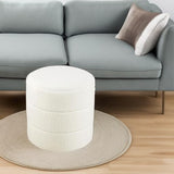 HomePop Upholstered Round Ottoman Home Décor|Foot Rest Ottoman - Cream Boucle 17.5 * 17.5 inch HomePop