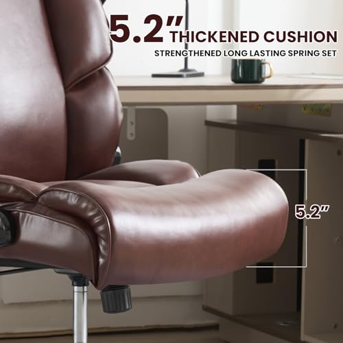 Ergonomic Office Chair Big and Tall Wide Seat Executive Chair 90-120°High-Back Reclining Gaming Chair Lumbar Support Leather Computer Chair Thickened Armrest Desk Chair for Home Office VOONMIU