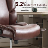 Ergonomic Office Chair Big and Tall Wide Seat Executive Chair 90-120°High-Back Reclining Gaming Chair Lumbar Support Leather Computer Chair Thickened Armrest Desk Chair for Home Office VOONMIU