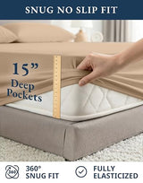 LANE LINEN 100% Organic Cotton Sheets Set, Long- Staple Percale Weave Ultra Soft Best- Bedding Sheets for Bed, GOTS Certified, Fits Mattress Upto 15inch Deep Pocket (King, Taupe) LANE LINEN