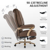 EXCEBET Big and Tall Executive Office Chair with Footrest, 400LBS Capacity Ergonomic High-Back Desk Office Chair with Lumbar Support, Padded Armrests & Thick Cushion, Brown PU Leather Chairs EXCEBET