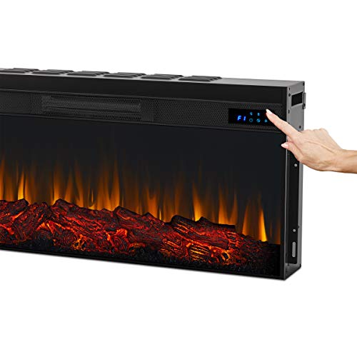 Real Flame Landscape Electric Firebox, Replaceable Fireplace Heater, Realistic Log and Flame Effect, Timer Real Flame