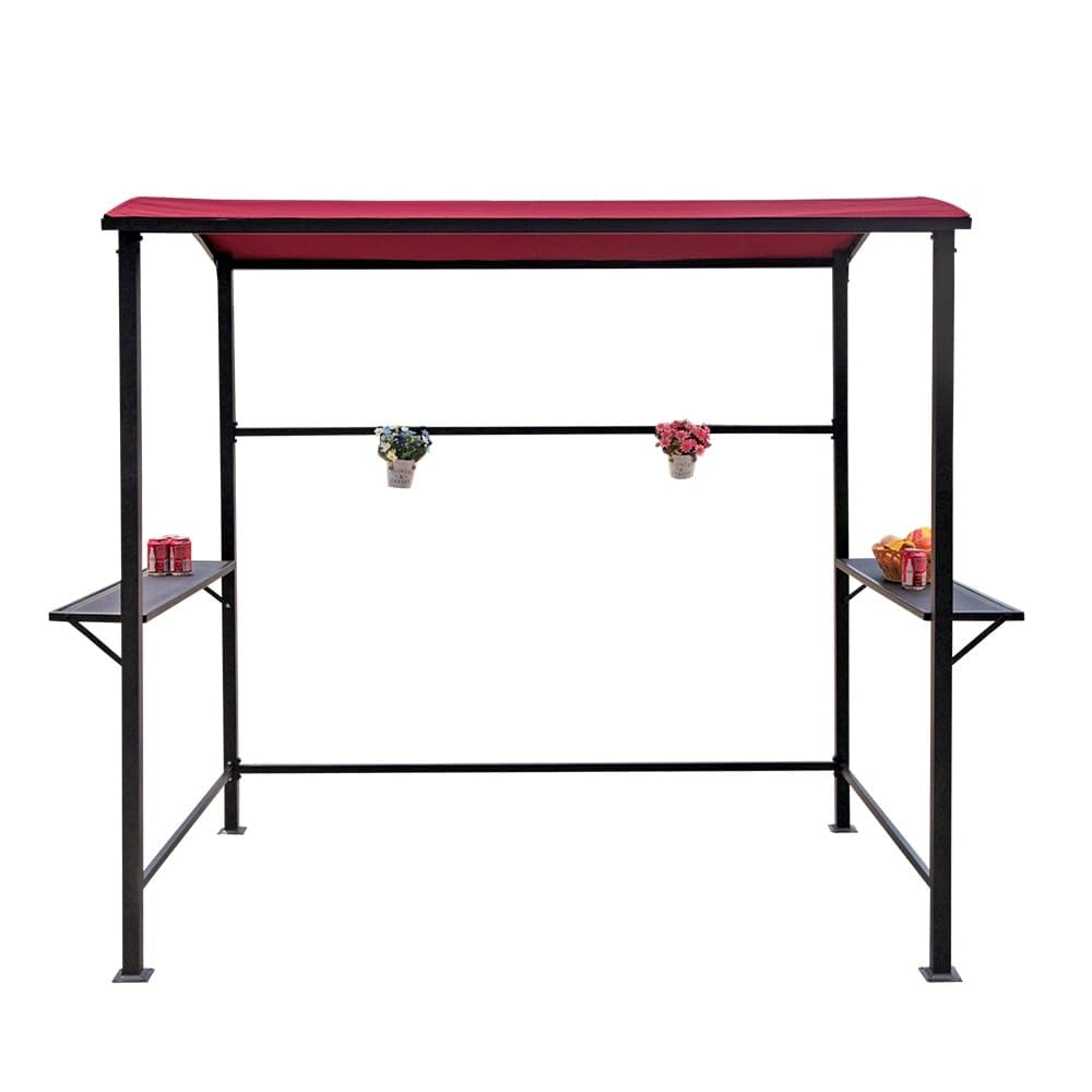 Outdoor 5 ft. x 8 ft. Steel Frame Grill Gazebo Canopy Barbecue Shelter Dark Red Overstock