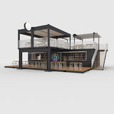 20/40ft Expandable Folding Container Cafe - Modern Mobile Prefab Restaurant with Large Glass Windows - Customizable Turn-Key Modular Pop-Up Bar for Malls, Office Buildings & Outdoor Events - Steel