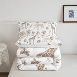 Feelyou Jungle Animals Comforter Twin Size Elephant Lion Giraffe Animal Bedding Sets African Safari Animal Duvet Set for Kids Boys Girls Hunter Brown Rust Wildlife Down Quilt Feelyou