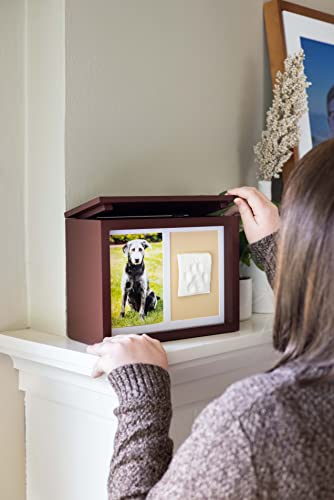 Pearhead Pet Photo Memory Box and Impression Kit for Dog or Cat Paw Print, Clay Paw Print Urn, Pet Memorial, Espresso Pearhead