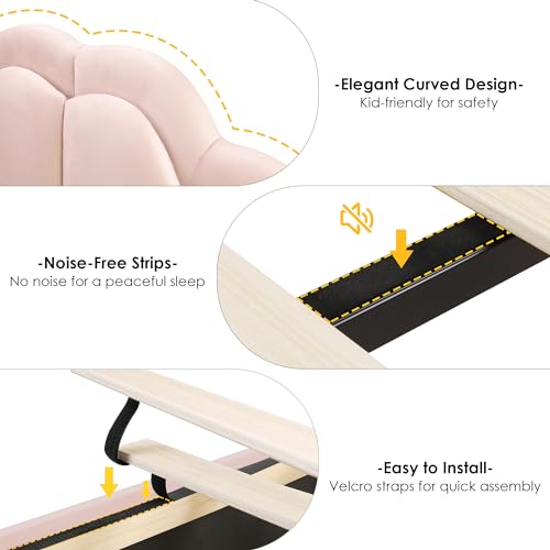 HIFIT Velvet Queen Smart LED Bed Frame with Storage Drawers & Adjustable Petal Headboard HIFIT