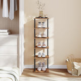HOOBRO Vertical Shoe Rack, 6-Tier Narrow Shoe Shelf, Shoe Storage Organizer for Small Space, 11" L x 11" W x 39.5" H, Closet, Entryway, Hallway, Bedroom, Rustic Brown and Black BF21XJ01 HOOBRO