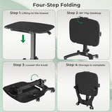 JYLH JOYSEEKER Foldable Mobile Standing Desk, 27"×21" Portable Rolling Laptop Cart with 90° Tiltable Board, Height Adjustable Mobile Desk Workstation with Wheels, Folding Table for Home Office, Black JYLH JOYSEEKER