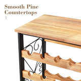 48 Bottles Floor Wine Rack with Wood Top, Freestanding Wine Bottle Organizer Shelf, Wobble-Free 8 Tier Wine Display Storage Stand for Kitchen Pantry, 25.2''L x 10.7''W x 47.2''H Sonyabecca