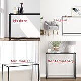 Safdie & Co. - Metal Console Table with Glass, Black Console Tables for Entryway, Use As Doorway Table, Narrow Bar Table, or Accent Furniture for Decorating Foyer, 12 x 28 x 31 Inches Safdie