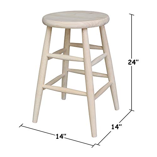 International Concepts 24-Inch Scooped Seat Stool, Unfinished - WoodArtSupply