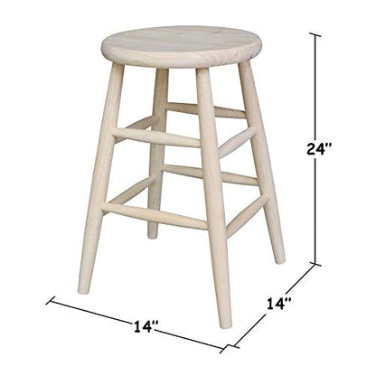 International Concepts 24-Inch Scooped Seat Stool, Unfinished - WoodArtSupply