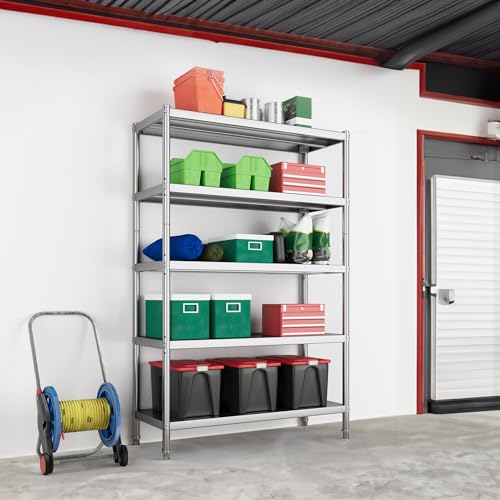 YITAHOME Stainless Steel Shelving Unit 5 Tier, 48"*18"*72" Storage Shelves, Heavy Duty Shelf for Garage Kitchen Office Restaurant Warehouse - WoodArtSupply