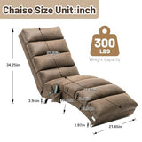 Chaise Lounge Chair Indoor, Upholstered Massage Chair with 5 Modes, Ergonomic Electric Recliner Chair, Modern Long Lounger for Office Bedroom or Living Room (Coffee) BAOMKONG