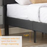 VECELO Full Size Bed Frame Upholstered Platform with Tufted Adjustable Headboard/Mattress Foundation Wood Slat Support/Easy Assembly,Grey VECELO