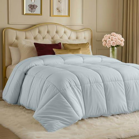 Utopia Bedding Comforters Twin Size, All Season Duvet Insert, Down Alternative Box Stitched Bed Comforter with Corner Tabs, Machine Washable (Light Grey) Utopia Bedding