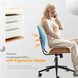 VINGLI Wide Curved Seat&Back Armless Home Office Chair,Ergoromic Adjustable-Height Desk Chair,Swivel&Tilting Function,Stylish Walnut Task Chair for Meeing Room,Dining Room,PU,Khaki VINGLI