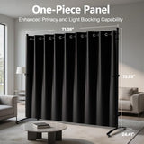 Phonjoroo Room Divider, Curtain Privacy Screen with 360°Lockable Wheels 6FT Portable Room Divider Panel Freestanding Partition Divider Screen for Separator Wall Divider Bedroom Office (Black) Phonjoroo