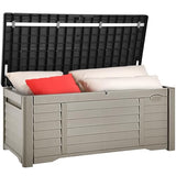 YITAHOME 120 Gallon Large Outdoor Storage Deck Box, Waterproof Cushion Storage Bench with Lockable Lid for Patio, Pool Supplies, Garden Tools, Resin, Black & Brown YITAHOME