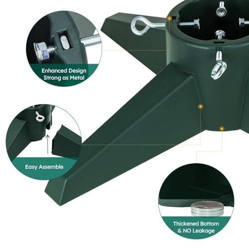 HarcoHome Live Christmas Tree Stand - 8ft Real & Artificial Tree Fit, Sturdy Green Christmas Tree Holder with Spike HarcoHome