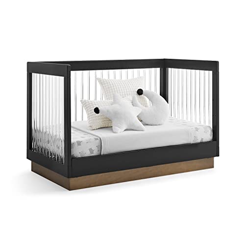 Delta Children James Acrylic 4-in-1 Convertible Crib - Greenguard Gold Certified, Midnight Grey/Acorn Delta Children