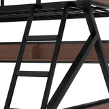 Harper & Bright Designs Twin XL Over Queen Bunk Bed with Storage Shelves and LED Lights, Metal Bunk Bed Frame for Kid Teens, Space-Saving & Noise-Free Design, Black Harper & Bright Designs