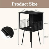Faesun Record Player Stand with Storage Holds 100+ Vinyl Records, Industrial Turntable Stand with Storage Shelf, LP Album Organizer Cabinet for Small Spaces, Black End Table Faesun