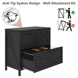 Lateral File Cabinet with 4 Drawers Farmhouse File Cabinet for Letter/Legal/A4 Size Hanging Files, Large Wood File Storage Cabinets Printer Stand for Home Office Cabinet, Black Halitaa