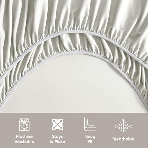 Nestl Extra Deep King Sheet Set - 6 Piece Breathable & Cooling Sheets - Hotel Luxury Bedding Set w/18-24 Inch Deep Pockets - Easy & Secure Fit - Super Soft, Wrinkle Free & Comfy - Off White Nestl